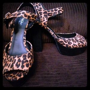 Suede cheetah print heels